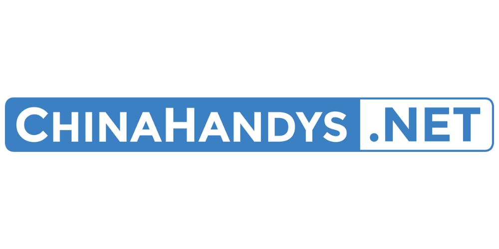 ChinaHandys.net-Logo – Blauer Schriftzug mit weißer Umrandung.
