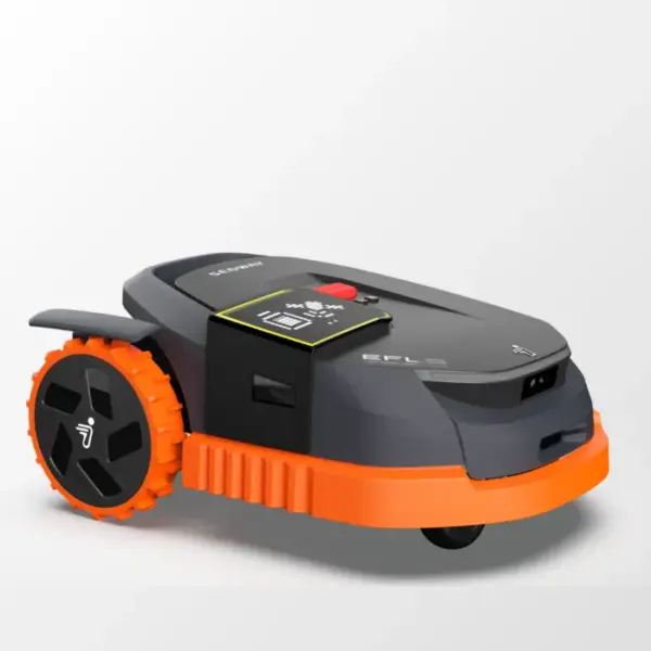 Segway Navimow X390E Mähroboter in Grau-Orange mit innovativer KI-Technologie für präzises und effizientes Rasenmähen ohne Begrenzungskabel.