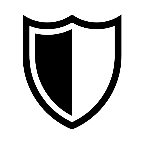 Schwarzes Schild-Symbol auf transparentem Hintergrund – steht für Sicherheit, Schutz oder Datenschutz.