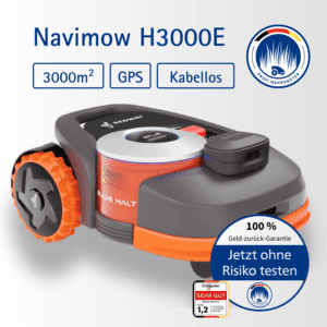 Segway Navimow H3000E Mähroboter mit GPS-gestützter Navigation, KI-gesteuerter Hinderniserkennung und kabellosem Betrieb für präzise und mühelose Rasenpflege bis 3.000 m².