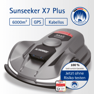 Sunseeker X7 Plus Mähroboter mit GPS-RTK-Technologie, Vision AI-Hinderniserkennung und Allradantrieb für große Rasenflächen bis 6.000 m².