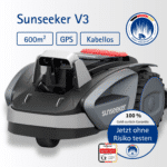 Sunseeker V3 Plus RTK Mähroboter mit präziser GPS-RTK-Navigation, kabelloser Steuerung und Vision AI-Hinderniserkennung für eine mühelose Rasenpflege auf bis zu 600 m².