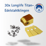 Set mit 30x Longlife Titan-Edelstahlklingen für Mähroboter, inklusive Schrauben – langlebige und präzise Ersatzklingen