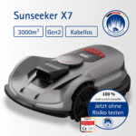 Sunseeker X7 Plus Gen2 kabelloser Mähroboter für bis zu 6000 m² mit KI-Hinderniserkennung und präziser Navigation