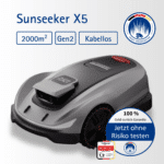 Sunseeker X5 Gen2 kabelloser Mähroboter für bis zu 2000 m² mit präziser nRTK-Navigation und KI-Hinderniserkennung