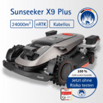 Sunseeker X9 Plus Mähroboter mit nRTK-Technologie für bis zu 24000 m², kabellos, mit Allradantrieb und KI-Hinderniserkennung